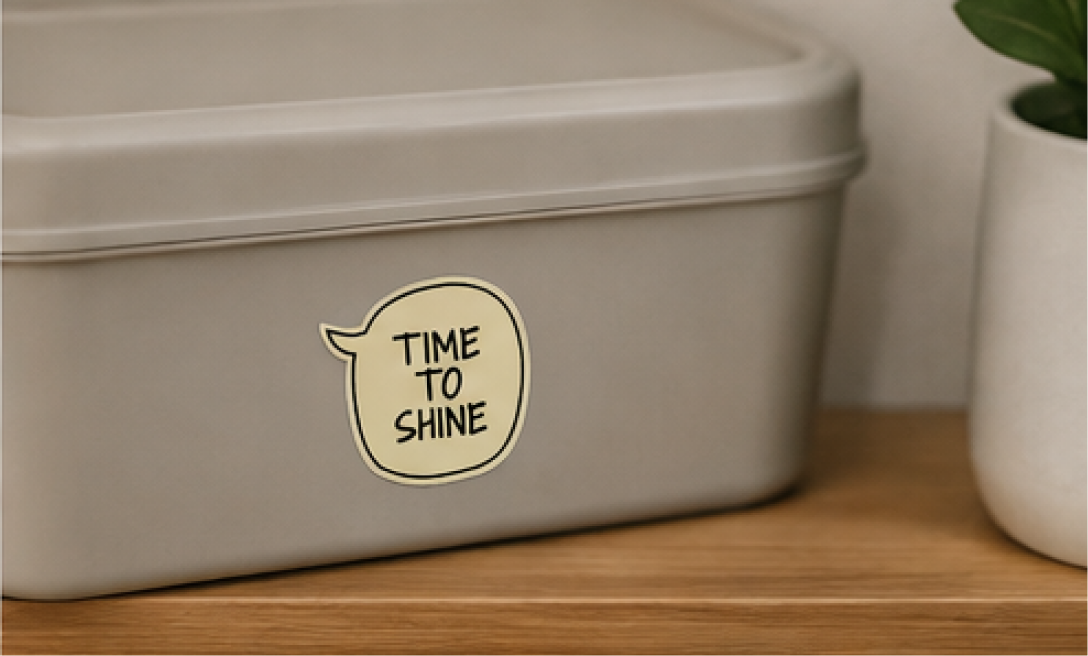 استیکر Time to Shine ضد آب- ۲ سانتی‌متر — تصویر 2