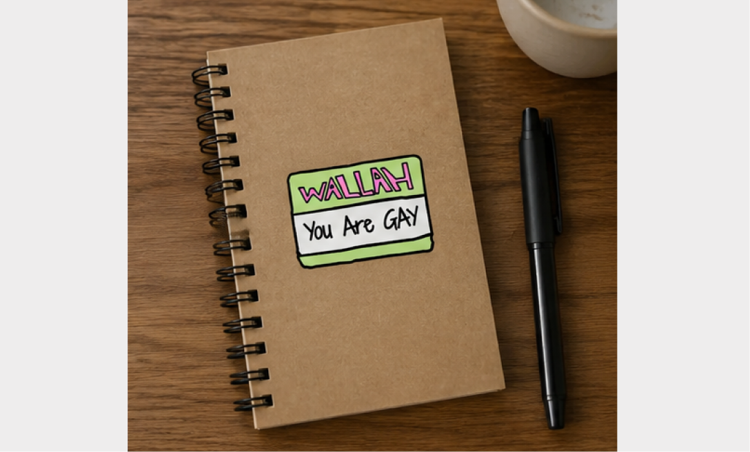 استیکر سه سانتی انگلیسی طنز- wallah you are GAY-  استیکر فانتزی لپ‌تاپ و ماشین — تصویر 4