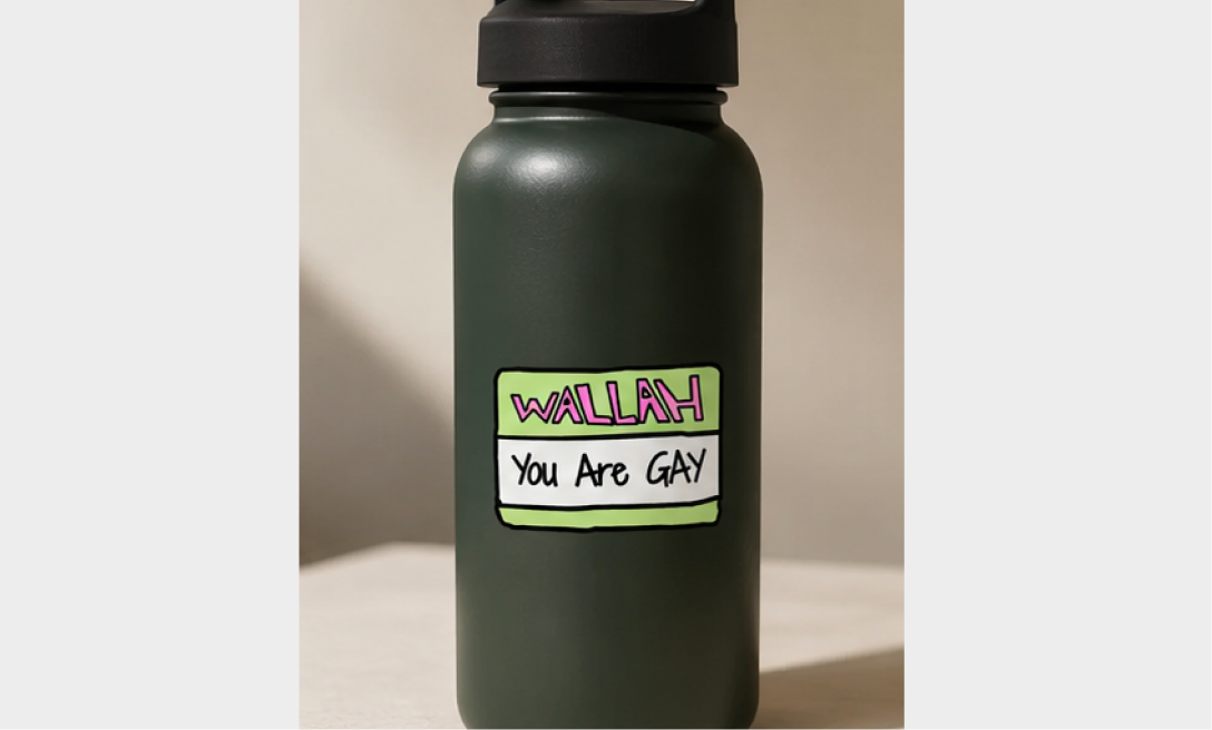 استیکر سه سانتی انگلیسی طنز- wallah you are GAY-  استیکر فانتزی لپ‌تاپ و ماشین — تصویر 3