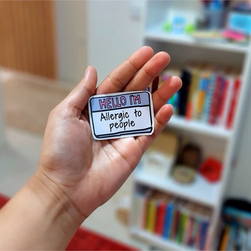 استیکر برچسب با متن انگلیسی Hello I'm Allergic to People — تصویر 2